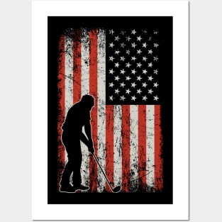 USA Flag Golfer Posters and Art